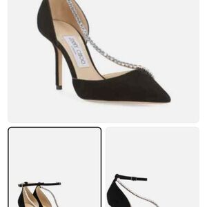 Jimmy Choo Black Heels with Silver Chain Detail- worn once!